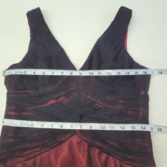 Adrianna‎ Papell Dress Women10P Black Red Sheer Overlay Gothic Romantic Party - Picture 11 of 13